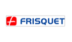 Frisquet : Logo officiel de la marque de chauffage Logo Frisquet avec un symbole stylisé rouge en forme de F ou de flamme et le nom "FRISQUET" en lettres bleues sur fond blanc.