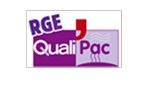 RGE Quali Pac : Votre Garantie en Pompes à Chaleur Logo RGE Quali Pac. Certification pour pompes à chaleur, texte violet "RGE", "Quali Pac" blanc sur fond bicolore avec icône chaleur.